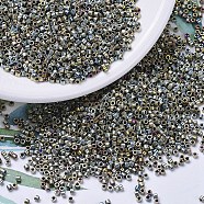 MIYUKI Delica Beads, Cylinder, Japanese Seed Beads, 11/0, (DB0546) Silver Gold Iris(Palladium Plated AB), 1.3x1.6mm, Hole: 0.8mm, about 2000pcs/10g(X-SEED-J020-DB0546)