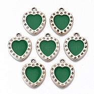 UV Plating Acrylic Pendant Rhinestone Settings, with Enamel, Multi-Petal Heart with Concave Dot, Light Gold, Green, Fit for 2mm Rhinestone
, 25x21.5x3mm, Hole: 2.5mm(OACR-R252-02-02LG)