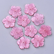 Cellulose Acetate(Resin) Beads, Flower, Hot Pink, 19x20x3mm, Hole: 1mm(KY-N006-01B-B03)