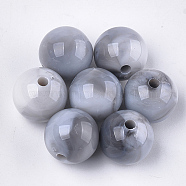 Acrylic Beads, Imitation Gemstone Style, Round, Light Grey, 14x13.5mm, Hole: 2mm, about 330pcs/500g(OACR-S029-060E-08)
