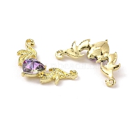 Golden Alloy Connector Charms, with Acrylic Rhinestone, Wing, Tanzanite, 20x31.5~32x6mm, Hole: 1.4mm(FIND-CJC0006-45C)