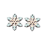 Printed Poplar Wood Pendants, Christmas Series, Snowflake, 36x31.5x2mm, Hole: 1.4mm(FIND-N005-74N)