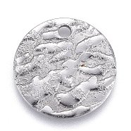 304 Stainless Steel Charms, Textured, Laser Cut, Flat Round, Stainless Steel Color, 12x1mm, Hole: 1.4mm(X-STAS-M228-C01-P)