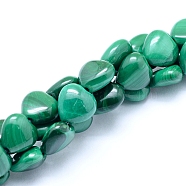 Natural Malachite Beads Strands, Heart, 8x8x4mm, Hole: 0.6mm, about 52pcs/strand, 15.75 inch(40cm)(G-D0011-02-8mm)