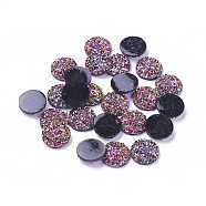 Resin Cabochons, Imitation Druzy Agate, Flat Round, AB Color Plated, Saddle Brown, 12x3mm(CRES-Q191-HA027-12)