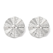 304 Stainless Steel Textured Flat Round with Sun Stud Earrings, Silver, 28mm(EJEW-D281-25S)