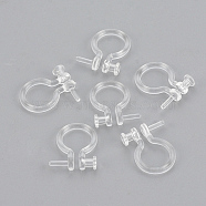 Plastic Clip-on Earring Findings, For Non-pierced Ears, Clear, 11x9x1mm, Pin: 1mm(KY-S155-05)