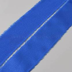 5M Polyester Satin Frayed Ribbon, Clothes Accessories, Royal Blue, 1-3/8 inch(35mm), about 5.47 Yards(5m)/Roll(OCOR-WH0078-220B)