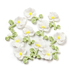 Luminous Opaque Epoxy Resin Decoden Cabochons, Glow in the Dark Flower, White, 13x8x4mm(CRES-M032-02B)