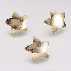 Brass Stud Earring Findings, with Loop, Nickel Free, Real 18K Gold Plated, Star, 23x23mm, Hole: 2mm, Pin: 0.8mm(X-KK-F731-03G)