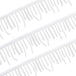 2 Yards Plastic Imitation Pearl & Polyester Beaded Trim Garland Strand, for Door Curtain, Wedding Decoration DIY Material, White, 2-1/2x1/4 inch(64x6mm)(OCOR-CY0004-08)
