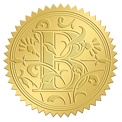 Self Adhesive Gold Foil Embossed Stickers, Medal Decoration Sticker, Letter Pattern, 5x5cm(DIY-WH0211-327)