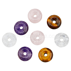 8Pcs 4 Styles Natural Gemstone European Pendants, Donut/Pi Disc Charms, Large Hole Pendants, 16~17x6~7mm, Hole: 4~5mm, 2pcs/style(G-DC0001-35)