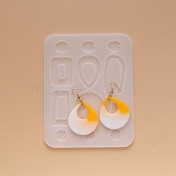 Earring Pendant Silicone Molds, Resin Casting Molds, For UV Resin, Epoxy Resin Jewelry Making, Mixed Shapes, White, 156x122x4mm, Hole: 1.5mm(X-DIY-L023-31)