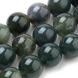 Natural Moss Agate Beads Strands, Round, 6mm, Hole: 1mm, about 62pcs/strand, 15.7 inch(X-G-S259-18-6mm)