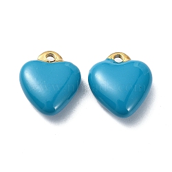 Ion Plating(IP) Real 18K Gold Plated 304 Stainless Steel Pendants, with Enamel, Heart Charms, Deep Sky Blue, 12x10.5x5mm, Hole: 1.2mm(STAS-L024-019G-05)