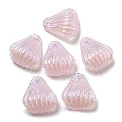Opaque Acrylic Pendants, with Glitter Powder, Shell Shape, Pink, 24.5x21x10mm, Hole: 1.6mm(OACR-G034-06C)