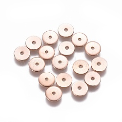 Ion Plating(IP) 304 Stainless Steel Spacer Beads, Flat Round, Rose Gold, 6x0.8mm, Hole: 1mm(STAS-G200-02A-RG)