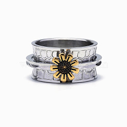 Sunflower Zinc Alloy Finger Rings, Platinum & Golden, Platinum & Golden, US Size 11(20.6mm)(FS-WGCE082-06)
