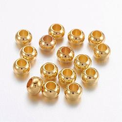 Brass Spacer Beads, Rondelle, Golden Color, Size: about 6mm in diameter, 4mm thick, hole: 3mm(KK-Q083-G)