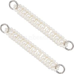 Plastic Imitation Pearl Beaded Chain Bag Handle, with Alloy Spring Gate Rings, for Shoulder Bag Replacement Accessories, Platinum, 21x2.6x1.55cm(FIND-WH0111-170)