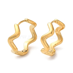 Brass Hoop Earrings, Wave, Real 18K Gold Plated, 19x20mm(EJEW-M261-01G-01-1)