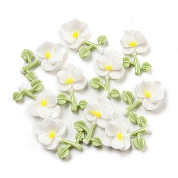 Luminous Opaque Epoxy Resin Decoden Cabochons, Glow in the Dark Flower, White, 13x8x4mm