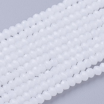 Imitation Jade Glass Beads Strands, Faceted, Rondelle, White, 3x2~2.5mm, Hole: 0.5mm, about 186~190pcs/strand, 17 inch