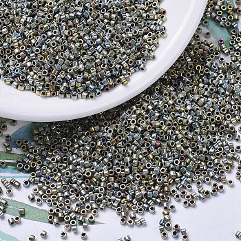 MIYUKI Delica Beads, Cylinder, Japanese Seed Beads, 11/0, (DB0546) Silver Gold Iris(Palladium Plated AB), 1.3x1.6mm, Hole: 0.8mm, about 2000pcs/10g