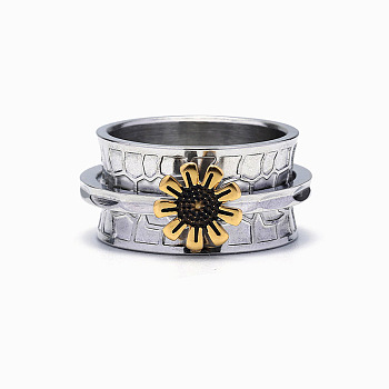 Sunflower Zinc Alloy Finger Rings, Platinum & Golden, Platinum & Golden, US Size 11(20.6mm)