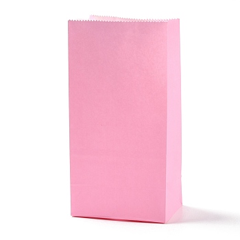 Rectangle Kraft Paper Bags, None Handles, Gift Bags, Hot Pink, 9.1x5.8x17.9cm