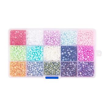 ABS Plastic Cabochons, Imitation Pearl, Half Round, Mixed Color, 4x2mm