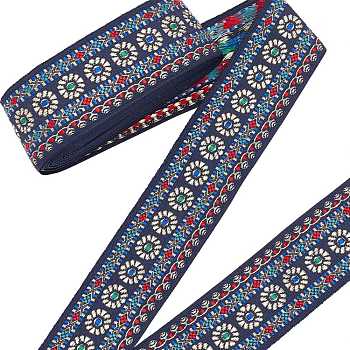 Ethnic Style Embroidery Polyester Ribbons, Jacquard Ribbon, Tyrolean Ribbon, Garment Accessories, Colorful, 1-3/4 inch(45mm), 5m/roll