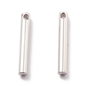 Ion Plating(IP) 304 Stainless Steel Charms, Column, Stainless Steel Color, 40x6mm, Hole: 3mm