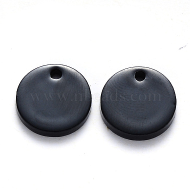 Black Flat Round Cellulose Acetate Charms