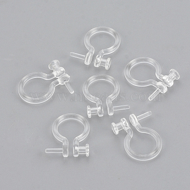 Plastic Clip-on Earring Findings, for Non-pierced Ears, Clear