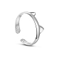 TINYSAND Cute and Delicate Cat Ears Rhodium Plated 925 Sterling Silver Cuff Rings(TS-R389-S)-1