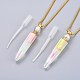 Electroplate Natural Quartz Crystal Perfume Bottle Pendant Necklaces(NJEW-I239-01)-2