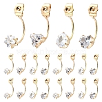 16Pcs 4 Styles Alloy Clear Cubic Zirconia Earring Nuts, Light Gold, 26x7~8x11~12mm, Hole: 1.2mm, 4pcs/style (FIND-YW0012-06B)