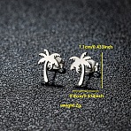 201 Stainless Steel Stud Earrings, Stainless Steel Color, Tree, 8x11mm(FS-WGB18B1-30)