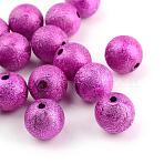 Spray Painted Acrylic Beads, Matte Style, Round, Magenta, 8mm, Hole: 2mm, about 1900pcs/500g(ACRP-Q018-8mm-018)