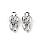 316 Surgical Stainless Steel Pendants, Tooth Charm, Antique Silver, 17x8x6mm, Hole: 2.3mm(X-STAS-G349-15AS)
