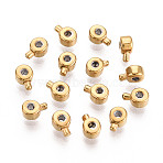 304 Stainless Steel Bead Tips, Flat Round, Golden, 2x3mm, Hole: 1mm, Inner Diameter: 1mm(X-STAS-K268-01A-G)
