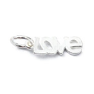 925 Sterling Silver Word Love Charms, with Jump Rings & 925 Stamp, Silver, 5x14x1mm, Hole: 4mm(STER-M119-13S)