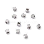 304 Stainless Steel Beads, Cube, Stainless Steel Color, 3x3x3mm, Hole: 1.6mm(STAS-L234-130P)