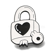 Heart Theme Enamel Pins, Black Alloy Brooches for Backpack Clothes, Lock, 32.5x25mm(JEWB-Q009-02B)