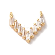 Brass Micro Pave Clear Cubic Zirconia Charms, Nickle Free, V-shaped, Real 18K Gold Plated, 12x13x2mm, Hole: 1mm(KK-M294-23G)