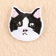 Computerized Embroidery Cloth Iron on/Sew on Patches, Costume Accessories, Appliques, Cat, Black, 3.7x3.7cm(X-DIY-F030-16C)