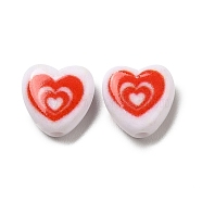 Opaque Acrylic Enamel Beads, Heart, Red, 8.5x8.5x4mm, Hole: 1.5mm(OACR-P017-D02)