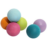 6 Colors Macaron Color Frosted Wooden Ball Toys, Educational Counting Toys, Colorful, 45mm(AJEW-WH0472-83A)